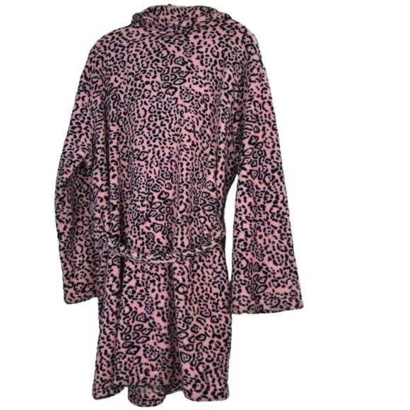 ULTA Pink Leopard Print Fluffy House Coat Robe Size S/M - Picture 8 of 9